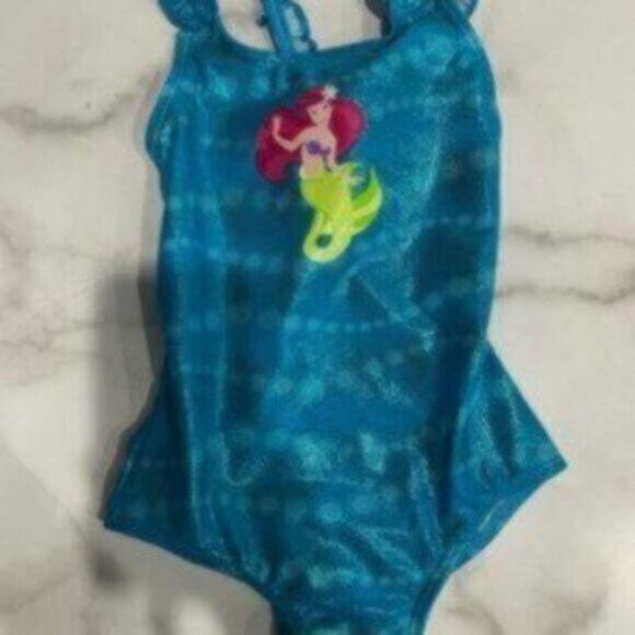 Disney Kids Girl Blue The Little Mermaid Store Ariel Hologram Swimsuit Size 4 - Picture 4 of 4